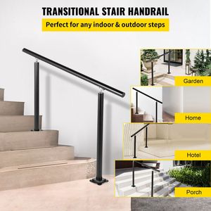 Kit Ringhiera per Scale in Alluminio da Esterno con Angolo Regolabile, 4 Piedi, 1-4 Gradini, Corrimano Nero per Anziani, Dispositivi di Assistenza - Product Image 2