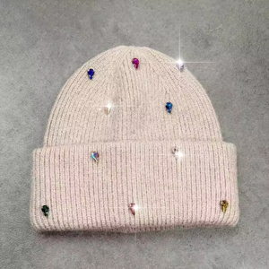 Gorros de Punto Personalizados con Diamantes de Imitación, Cristales Brillantes, Estilo Urbano Y2K, Gorros de Lujo Brillantes para Mujer - Product Image 3