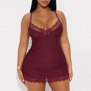 ชุดนอนผู้หญิงผ้าลูกไม้สีพื้นคุณภาพสูง แฟชั่นฤดูร้อน สวมใส่สบาย ระบายอากาศได้ดี ผลิตในบังกลาเทศ - Product Image 3