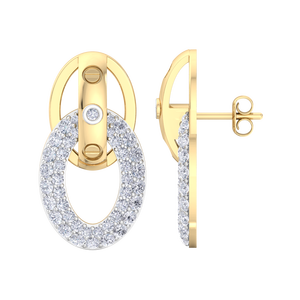 Pendientes de Aro con Diamantes Chapados en Oro de 18K de Primera Calidad, Pendientes Largos con Eslabones Ovalados Entrelazados de Lujo para Mujer, Joyería Fina - Product Image 1