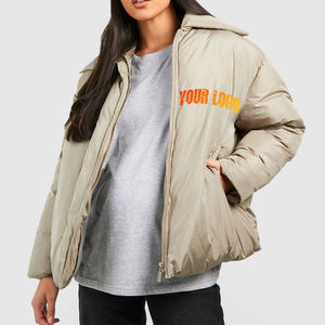Veste matelassée à capuche avec fermeture éclair, imprimé lettres brodées, coupe-vent, manteau d'hiver unisexe, style décontracté - Product Image 4