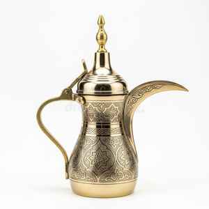 Juegos de cafeteras Dallah árabes personalizados, con tazas Cawa y base, Dallah de pico largo, tetera de latón metálico para café y té - Product Image 6