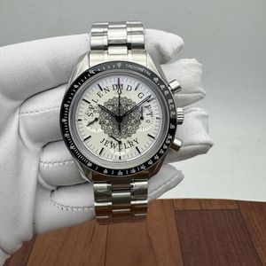 Splendid Gift Jewelry Luxury Diamond <b>Watch</b> Sapphire <b>Crystal</b> Dial ETA Quartz Movement 28mm Case Silver Moissanite Band Men's - Product Image 4