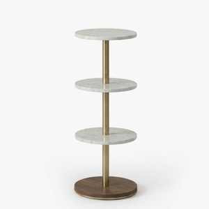American Style Circular Mango Wood Round Base with <b>Marble</b> <b>TOP</b> <b>Side</b> <b>Table</b> For Home Living Decoration Furniture - Product Image 4