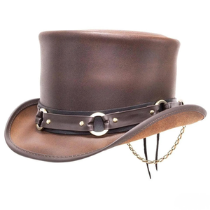 Leather Top <b>Hat</b> With Adjustable <b>Band</b> And Chain Unisex Adult Casual Style Four Seasons Style - Product Image 2