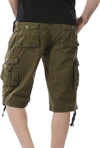 Pantalones Cortos Cargo para Hombre, Color Sólido, 100% Algodón Canvas, Cintura Media, Cierre de Botones, Estilo Casual, Largo Bermuda - Product Image 3