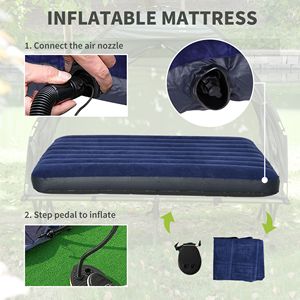 Lettino da Campeggio Portatile Pieghevole per 2 Persone con Materasso Gonfiabile Spesso e Copriletto, Tenda Letto Rialzata 4'x1' per Escursionismo - Product Image 6