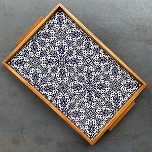Plateau de service ovale en bois pour soupe, poli, de luxe, écologique, pour la décoration de la maison et les fêtes, Ali Fashion Art - Product Image 1