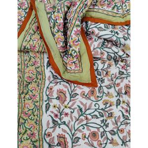 Edredón Reversible de Algodón 100% con Estampado Floral Hecho a Mano, Estilo Vintage, Ecológico, para Cama Doble - Product Image 1