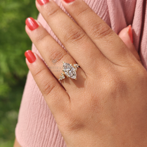 Anillo de Compromiso y Boda con Diamante Marquise de Alta Calidad, Certificado IGI, Diamantes Cultivados en Laboratorio, Oro Sólido de 14K, Anillos de Diamantes al por Mayor - Product Image 3