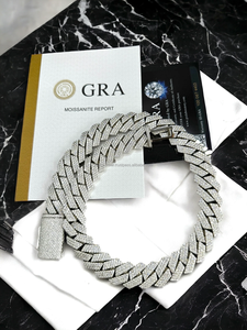 New Arrival 20mm Moissanite Diamonds Studded Cuban Link Two Tone Sterling Silver Unisex Iced <b>Rapper</b> Necklace Reasonable Prices - Product Image 2