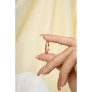 14K White Gold Multi Sapphire <b>Stacking</b> Eternity Wedding <b>Ring</b> - Product Image 5