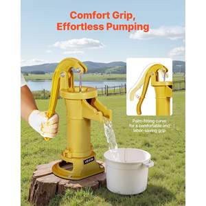 Bomba de Agua Manual de Hierro Fundido Antigua, Elevación Máxima de 25 pies, Conexión NPT de 1-1/4, Fácil Instalación, Estilo Antiguo, Color Amarillo - Product Image 4