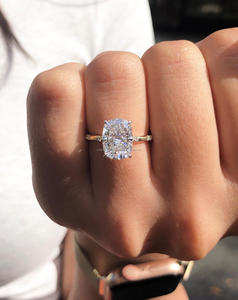 Igi/gia Lab เติบโตวินเทจ14K สีเหลืองทอง unisex แหวนแต่งงาน/หมั้นแหวนเบาะตัดเพชรที่สมบูรณ์แบบครบรอบแหวนดี - Product Image 3