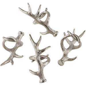 <b>Silver</b> Antler <b>Napkin</b> Ring Rustic Metal Table Decor for Christmas 5.5 Inch - Product Image 3
