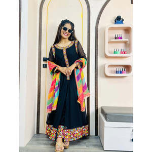 Designer Polyester Anarkali Gown with Beautiful Dupatta XL Party Wear Salwar Kameez - Product Image 2