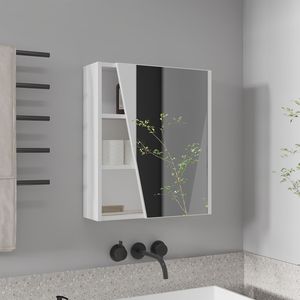Armadietto da bagno a parete bianco Quintana con una porta e quattro scomparti aperti, mensole per il bagno - Product Image 1