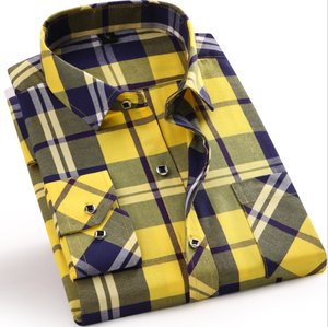 เสื้อเชิ้ตลายทางติดกระดุมสำหรับผู้ชายชุดเดรสผ้าฝ้ายแท้สำหรับผู้ชายเสื้อลำลอง - Product Image 4