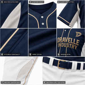 Custom Men's Slowpitch Softball Jersey <b>Pants</b> Set 92% Polyester Spandex Wicking Mesh Full Button-<b>Down</b> Baseball Team Uniform - Product Image 6