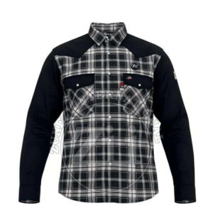 Chemises de travail pour hommes en flanelle noire et coton ignifuge, manches longues, pour soudage, vente en gros - Product Image 2