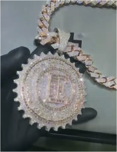 Colgante de cadena con nombre personalizado de moissanita VVS tipo baguette, estilo hip hop, con diamantes de laboratorio, de plata 925, con logotipo de letra, joyería para hombre - Product Image 3