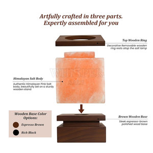 Natural Glow Himalayan <b>Cube</b> Salt Lamp Carved Warm <b>Light</b> Modern Design Customizable Home Decor - Product Image 2