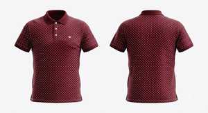 เสื้อโปโลผู้ชายสีแดงเลือดหมูลายจุดสีขาว ขอบสีดำเรียบหรู แขนสั้น ผ้าฝ้ายลำลอง สำหรับเล่นกอล์ฟ ดีไซน์เสื้อฤดูร้อน - Product Image 2