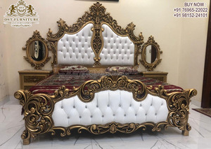Mobilier de chambre à coucher moderne Royal Maharaja finition dorée ensemble de canapés 7 places sculptés à la main - Product Image 4