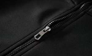 <b>Men</b> Track <b>Jacket</b> With <b>White</b> Stripes Full Sleeve Zipper Stand Collar Sporty Autumn Wear Black Pants Set Solid Color Breathable - Product Image 5