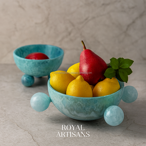 Plateau à salade de fruits rond en résine de style indien fait à la main, tendance, écologique, imperméable, artisanat, vaisselle décorative - Product Image 2