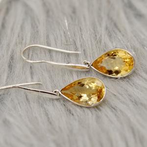 Boucles d'oreilles en Citrine, pierre de naissance de janvier, en argent, faites à la main, bijoux d'Inde, à la mode, au meilleur prix, vente en gros - Product Image 6