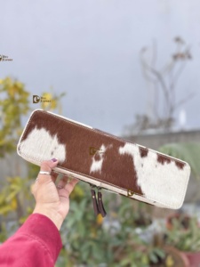 Cowhide Leather Heat Resistant Leather Hair Straightener Curling Iron Cases High Quality Perfect Organizer for Hair Tools - Product Image 1
