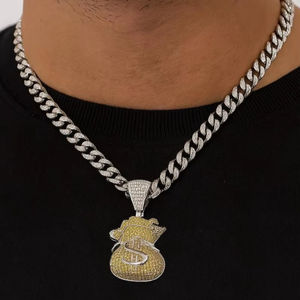 Colgante de moissanita chapado en rodio estilo Hip Hop con diseño de bolsa de dinero, plata de ley 925, joyería de moda urbana para hombre - Product Image 5
