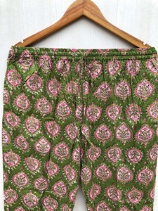 Floral Cotton Eco-Friendly Quick Dry High Waist <b>Drawstring</b> Closure Lounge Pants Boho Harem Style Wide Leg Summer <b>Trousers</b> - Product Image 4