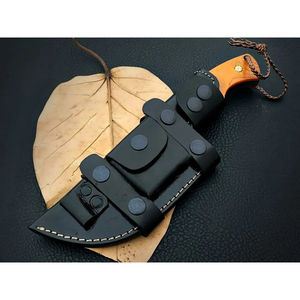 มีดแทรคเกอร์ Burraq แบบกำหนดเอง DIY OEM ทำมือจากเหล็ก D2 ลายตอกแบบ Full Tang พร้อมปลอกหนัง ขนาด 12 นิ้ว ของขวัญวันครบรอบ - Product Image 3