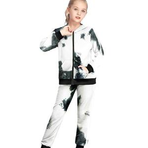 Full Zipper Girls Hooded Tracksuit Athletic Breathable Eco-Friendly Joggers Sweatsuits 2-Piece <b>Set</b> Winter <b>Tie</b> <b>Dye</b> Track Suits - Product Image 1