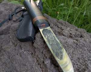 Handmade Yakut <b>Knife</b> With <b>Bone</b> <b>Handle</b> And Brass Guard Stainless Steel Spear Point Blade For Outdoor Use - Product Image 5