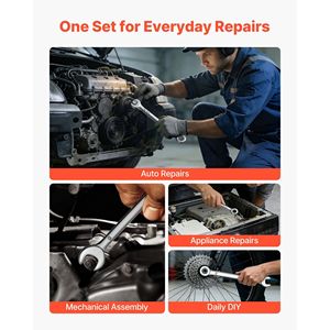 Set di chiavi combinate metriche SAE da 42 pezzi, a 12 punte, con estremità a bussola angolata a 15 gradi e apertura a rotella - Product Image 6