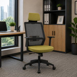 Chaise de bureau KINSHA en maille, accoudoirs et appui-tête réglables, ergonomique, pivotante, réglable en hauteur, design moderne pour la maison et le bureau - Product Image 1