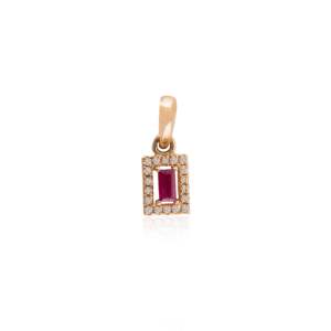 14K <b>Solid</b> <b>Gold</b> Pear Cut Ruby Halo Diamond <b>Pendant</b> Necklace - Product Image 4