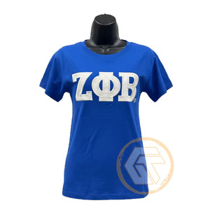 Camiseta de Algodón Personalizada al por Mayor Zeta Phi Beta, Ropa Fina para Hermandades, Bordado de Logotipo Personalizado para Fraternidades Femeninas, Teñido Liso de Alta Calidad - Product Image 1