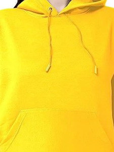 Unisex <b>Yellow</b> Hooded Sweatshirt Solid Color Casual Loose Fit Full Sleeve With Drawstring And Side Pockets Autumn Wear - Product Image 2