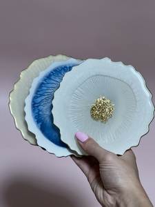 Sous-verres en résine faits à la main de haute qualité - Style méditerranéen, résistants à la chaleur, écologiques, non toxiques pour la maison, l'hôtel, les mariages et les fêtes - Product Image 1