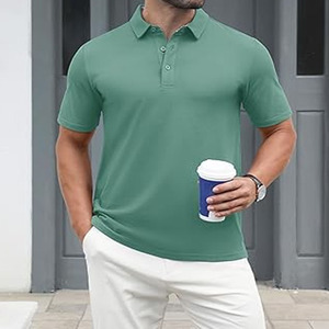 Chemises Oxford boutonnées classiques à manches courtes pour hommes, polos postés par Dress Sports - Product Image 2