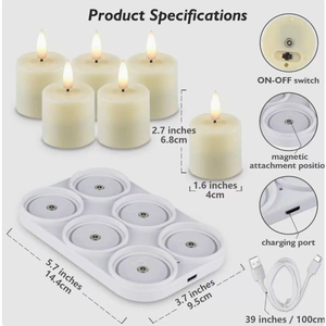 TOOWIN Hot-Selling Led Candles, Remote-Controlled Magnetic Rechargeable Candle Christmas Decorations, Ornaments, Ambient Lights - Product Image 4