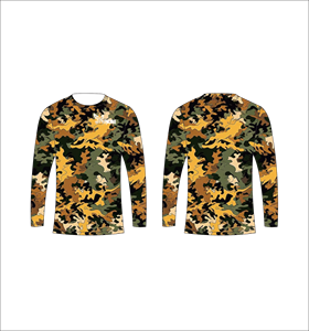 T-shirt à manches longues camouflage forestier multicolore personnalisé, tissu respirant, performance athlétique, entraînement sportif, haut de sport, fitness - Product Image 1