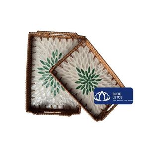 [VENTE CHAUDE] Plateau de rangement en rotin incrusté de perles pour vaisselle, tasses, bols, assiettes et service alimentaire, à un seul niveau, pour salle de bain, Vietnam - Product Image 1