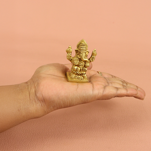 Handcrafted Brass Ganesha Idol Statue for Home Decor Puja Room Office <b>Desk</b> and Spiritual Gift - Product Image 5