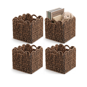 Wholesale Eco-friendly Water Hyacinth <b>Foldable</b> Scalloped Storage Cubes <b>Basket</b> for Organizing for Home & Kitchen from Vietnam - Product Image 3