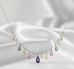 Collar con Múltiples Formas y Piedras, Plata de Ley 925, Chapado en Oro de 18K, 16 Pulgadas, Collar con Dijes, Joyería de Plata a Precio de Mayoreo - Product Image 3